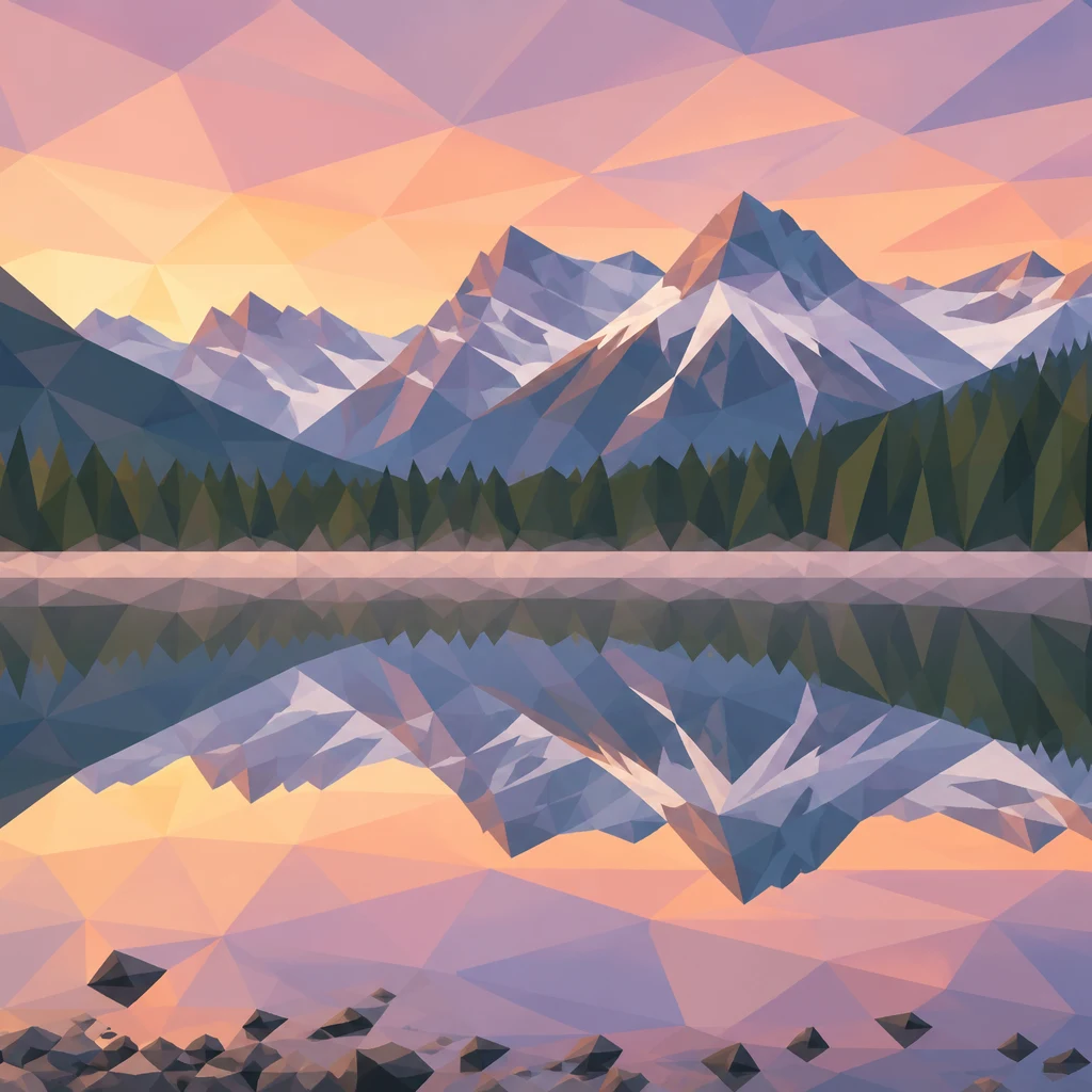 Faceted artwork after the low poly generator — Low poly generator landscape demo
